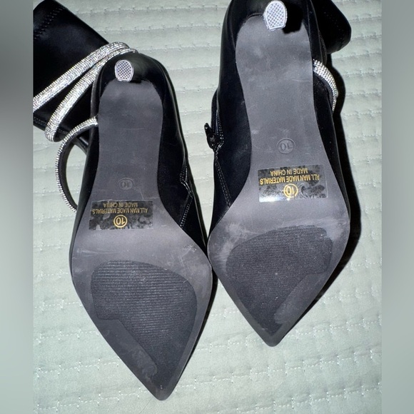 Olivia Fargiano stiletto Boots w/ Rhinestone Straps. Size 10 worn 1X for a few - Picture 10 of 11